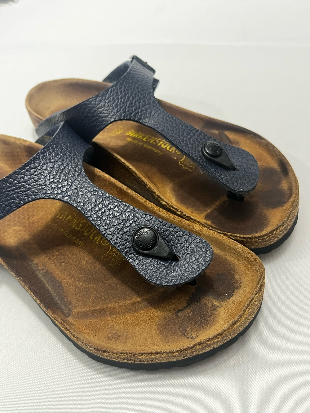Birkenstock Gizeh Navy Blue Sandals Birko-Flor Straps 39 Unisex